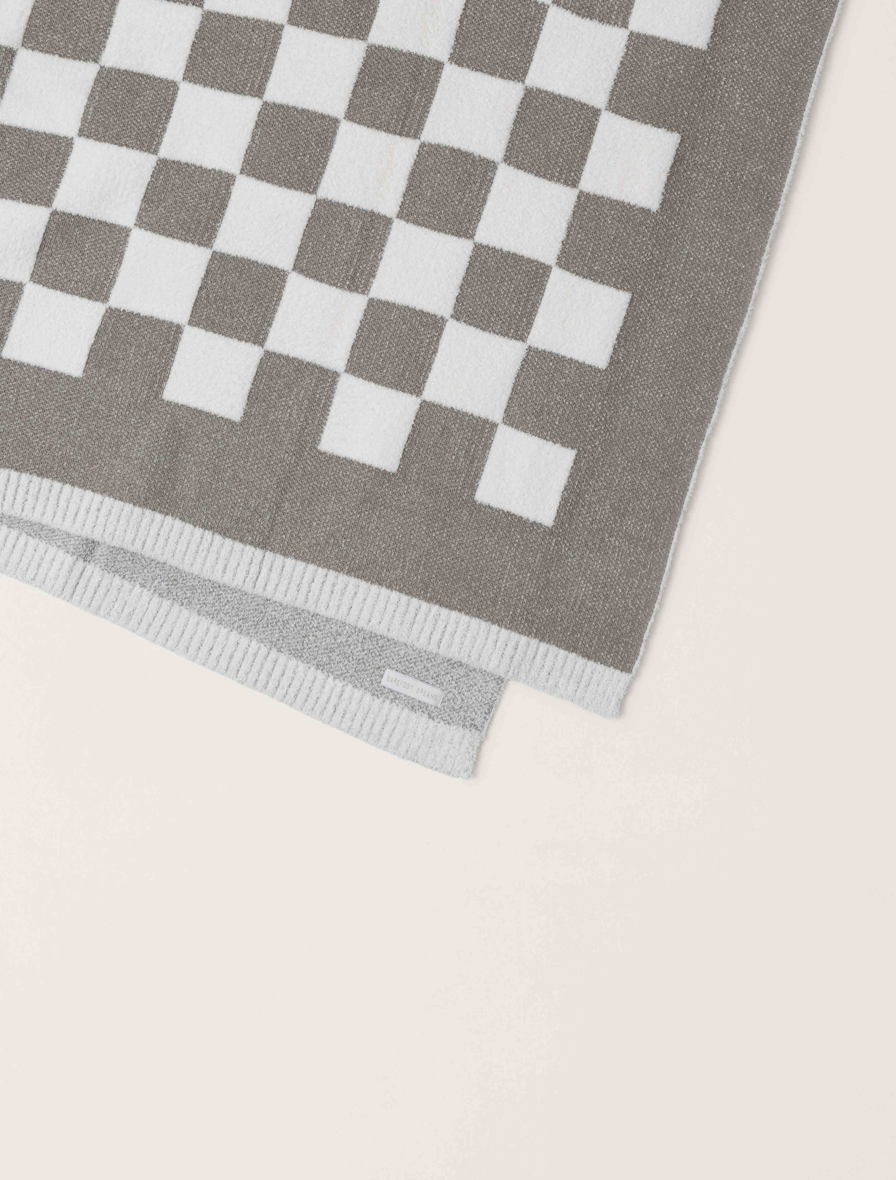 Cozy Chic Cotton Checkered Throw - Eucalyptus / Cream