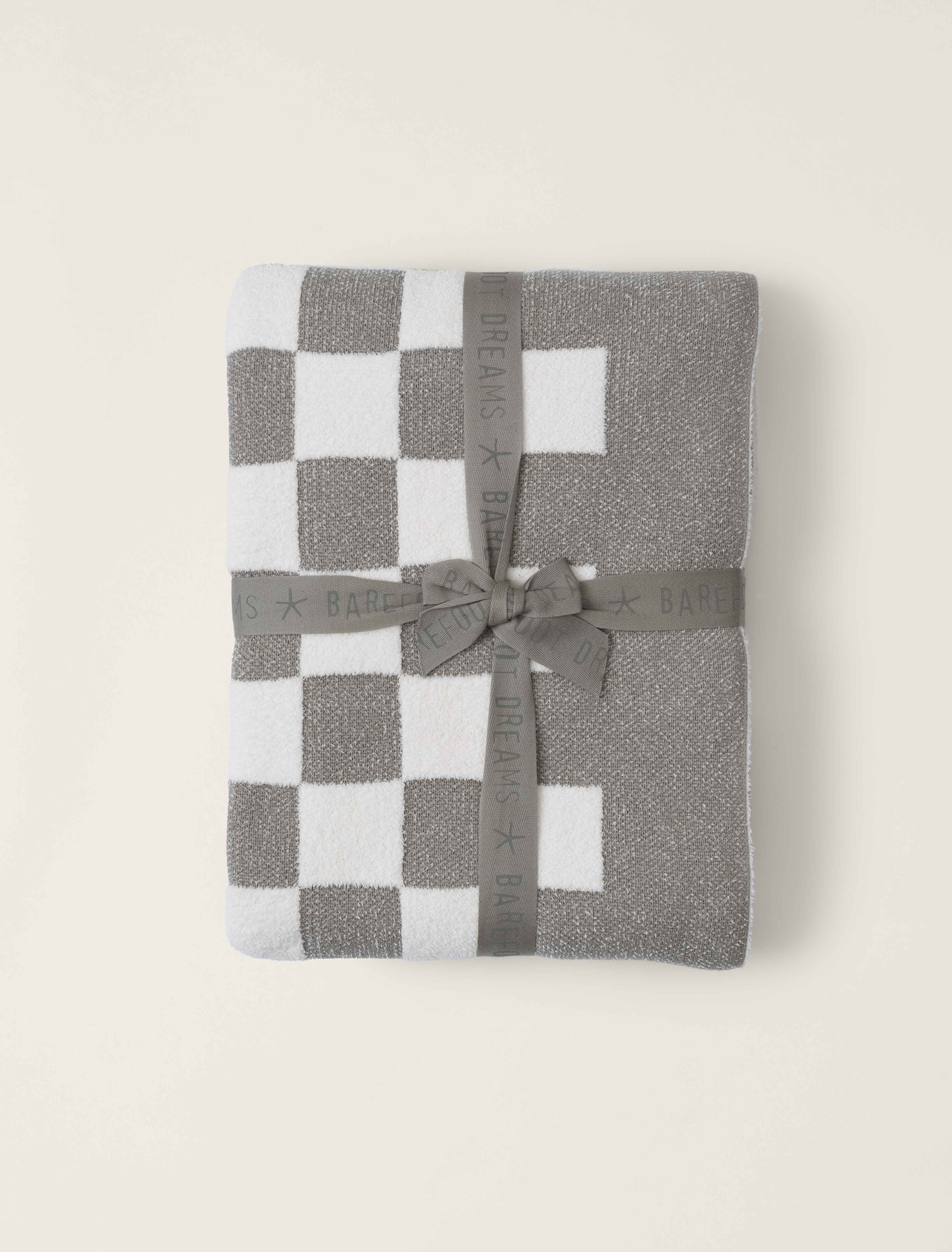 Cozy Chic Cotton Checkered Throw - Eucalyptus / Cream