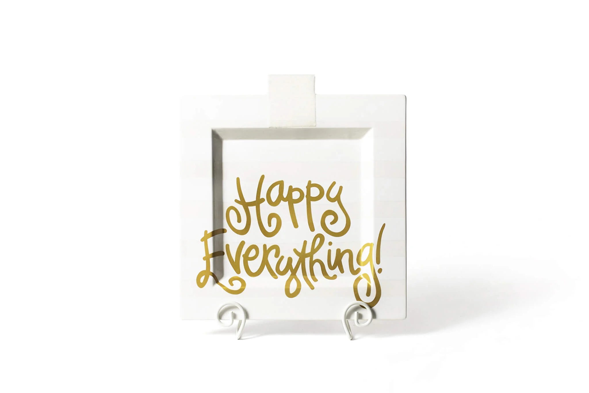 HE - White Stripe Happy Everything Big Square Platter