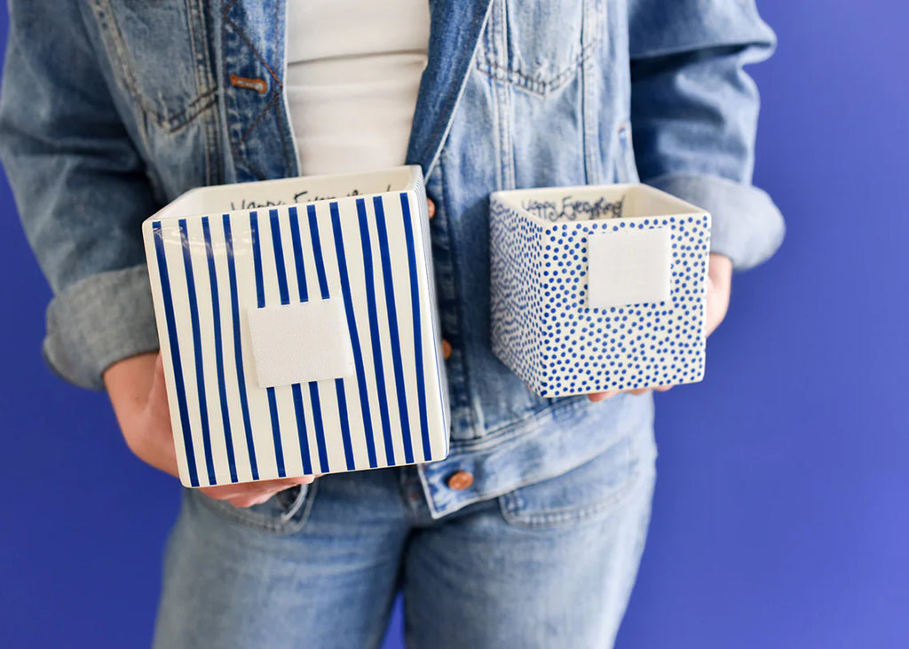 Indigo Small Dot Mini Nesting Cube-Small