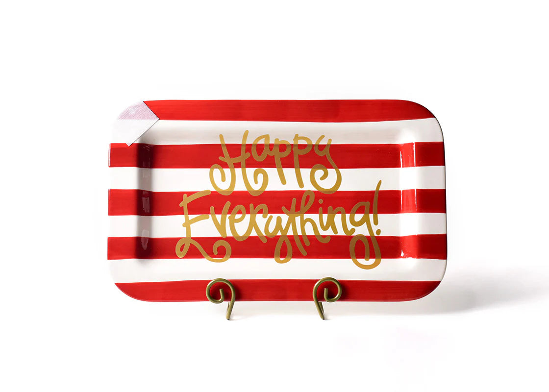 Red Stripe Mini Happy Everything! Rectangle Platter