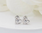 SS Heart w/Pink Crystal CZ Earrings
