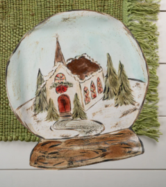 Snow Globe Church Plate Etta B Pottery