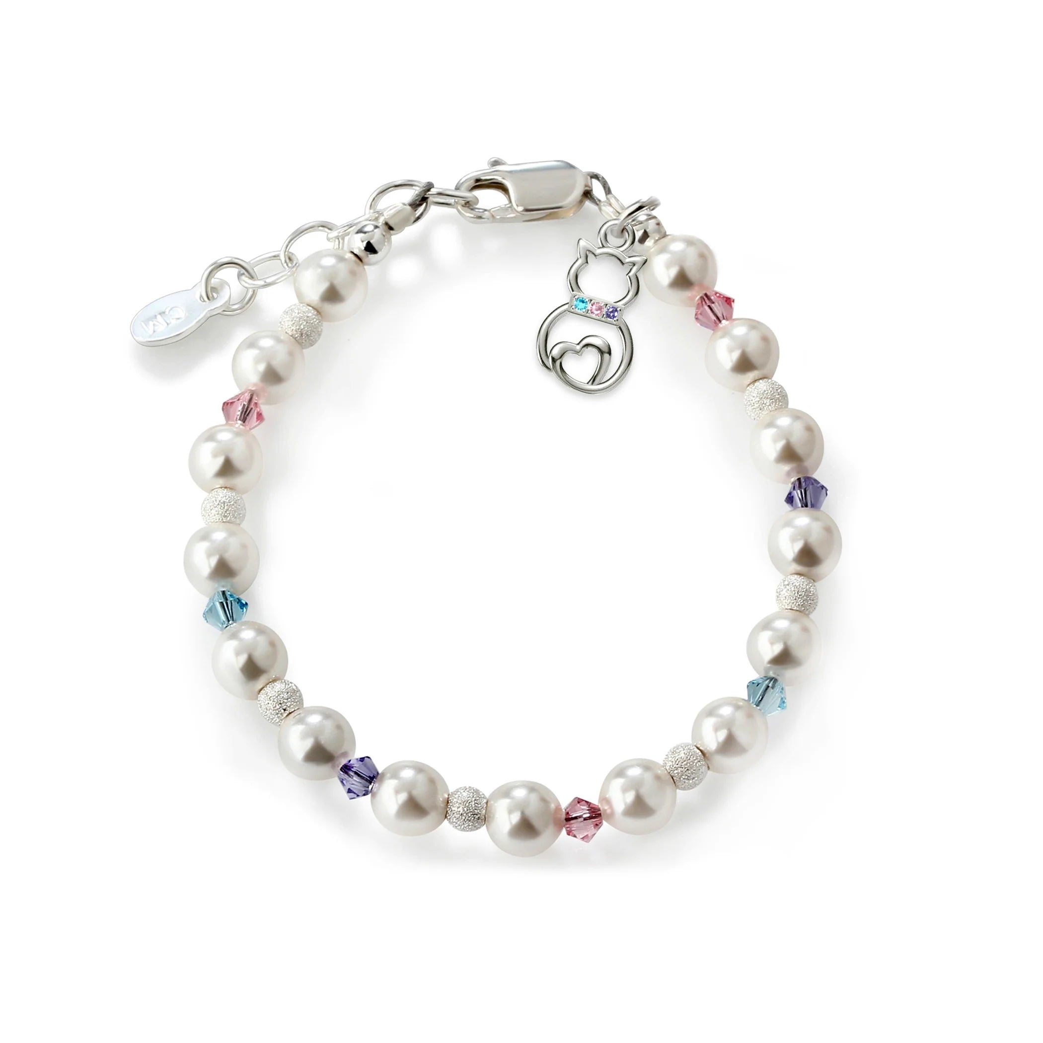 Swarovski Pearl/Crystal Bracelet w/Cat Charm (SM)