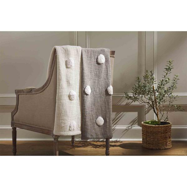 Tufted Dot Taupe Throw Blanket
