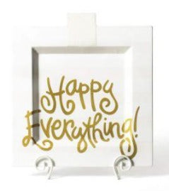 HE - White Stripe Happy Everything Big Square Platter