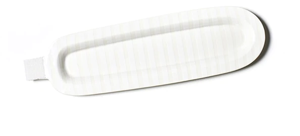 White Stripe Mini Skinny 17 Oval Entertaining Tray